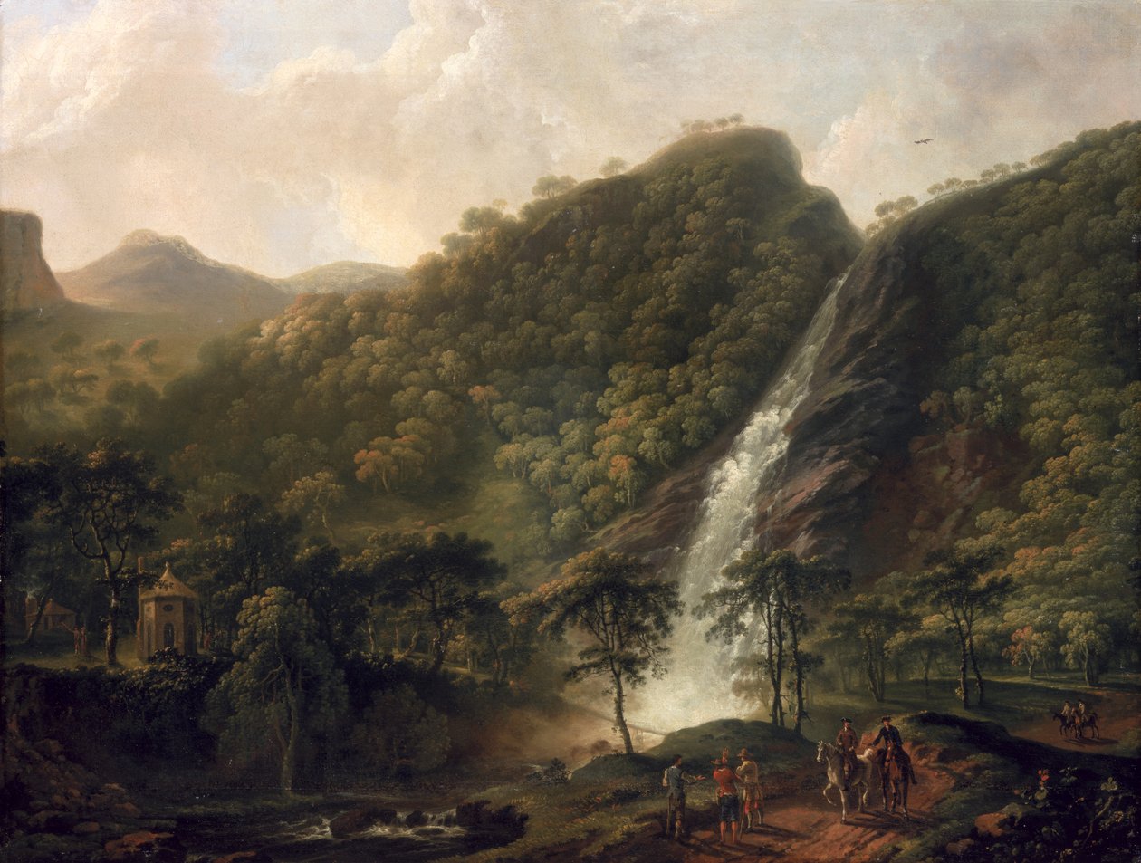 Uitzicht op de Powerscourt-waterval door George the Elder Barret