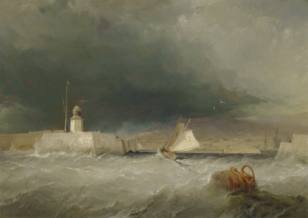 Haven op een Stormachtige Dag door George the Elder Chambers