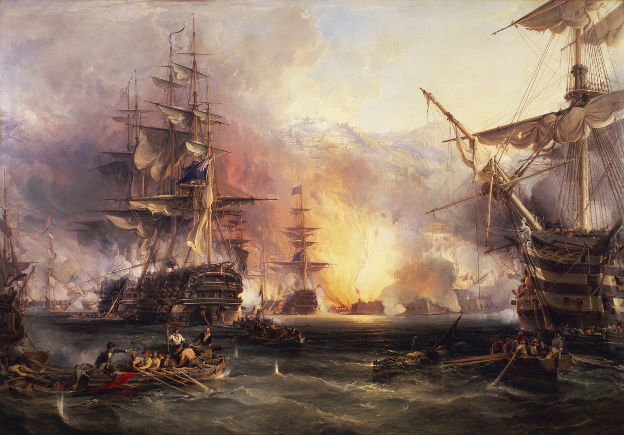 Het bombardement van Algiers, 27 augustus 1816 door George the Elder Chambers