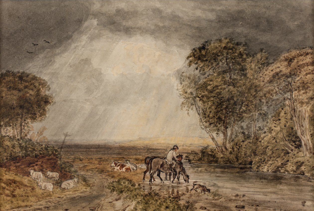 Landschap [De terugkeer naar huis], datum onbekend door George the Younger Barret