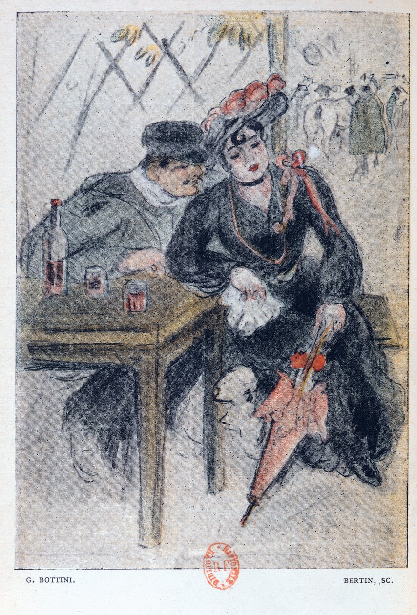 Een prostituee en haar klant, illustratie uit 