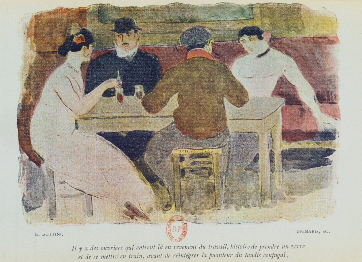 Arbeiders drinken, illustratie uit 
