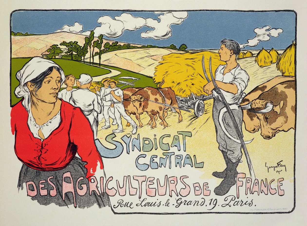 Reproductie van een poster die het Centrale Syndicaat van Franse Boeren adverteert, 1900 door Georges Fay