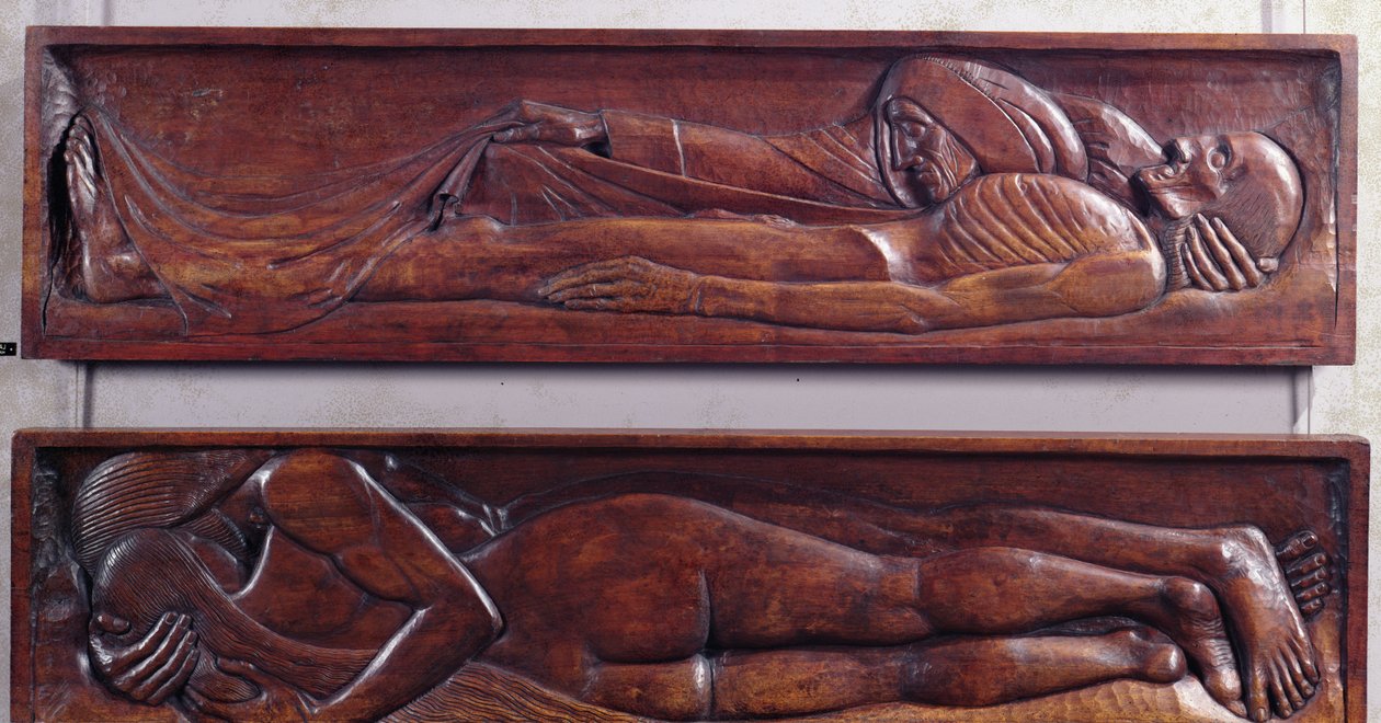Dood, houten bedpaneel, 1894-96 door Georges Lacombe