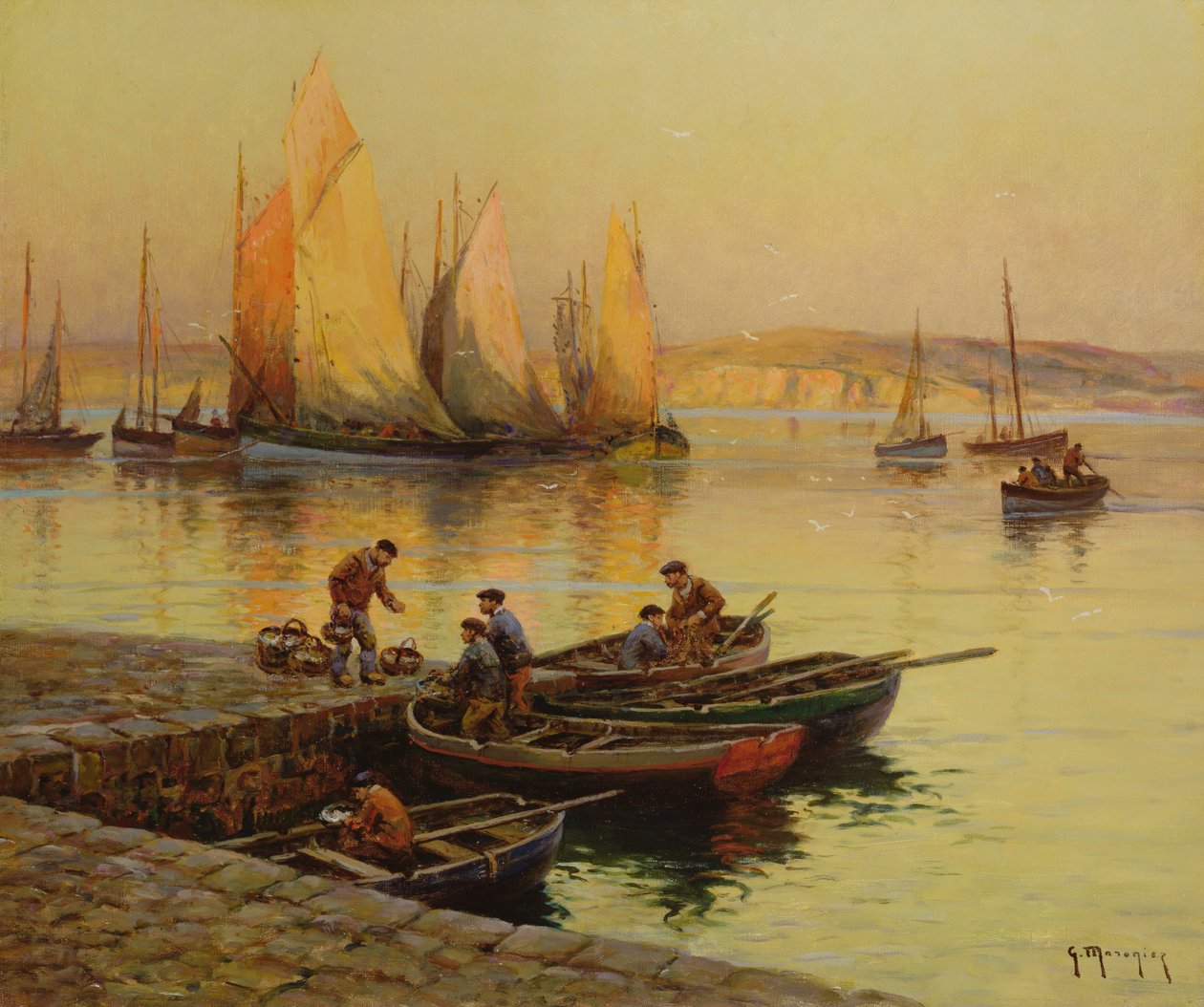 Zonsondergang door Georges Philibert Charles Maroniez