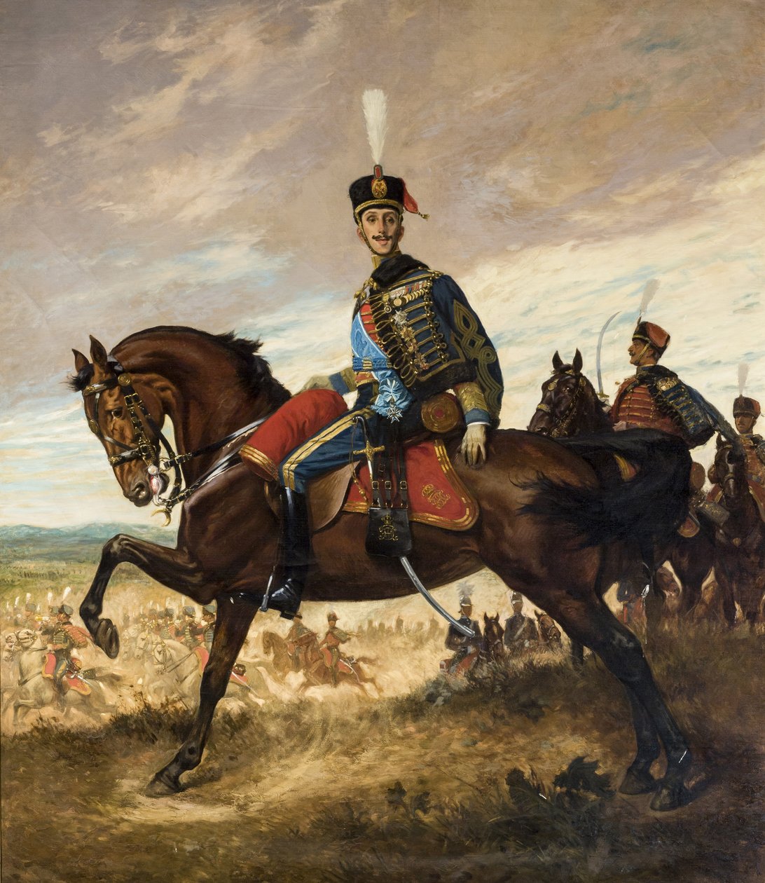 Portret van Alfonso XIII in Huzarenuniform door Georges Scott