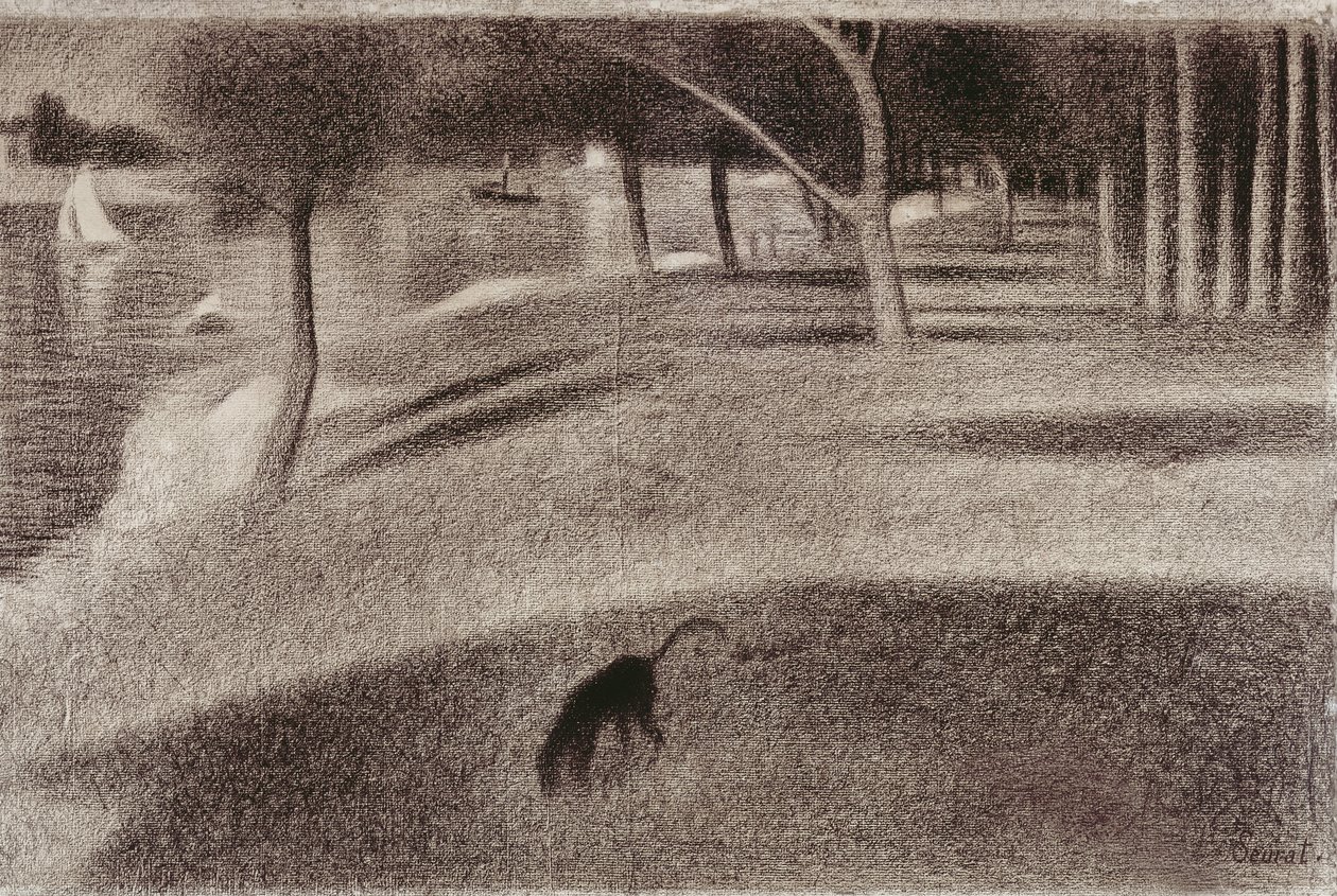 Studie voor Zondagmiddag op het eiland La Grande Jatte, c.1884 door Georges Seurat