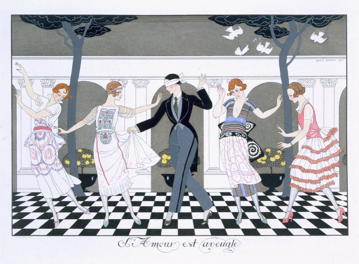 Liefde is Blind, gegraveerd door Henri Reidel door Georges (after) Barbier