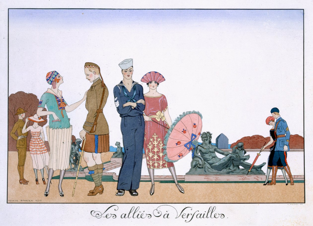 De Bondgenoten in Versailles, gegraveerd door Henri Reidel door Georges (after) Barbier