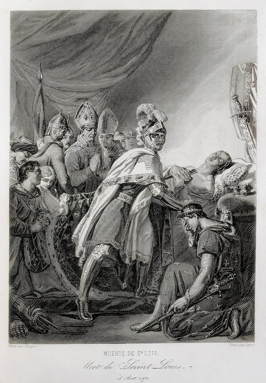 LODEWIJK IX, Saint Louis, van Frankrijk (gravure) door Georges (after) Rouget