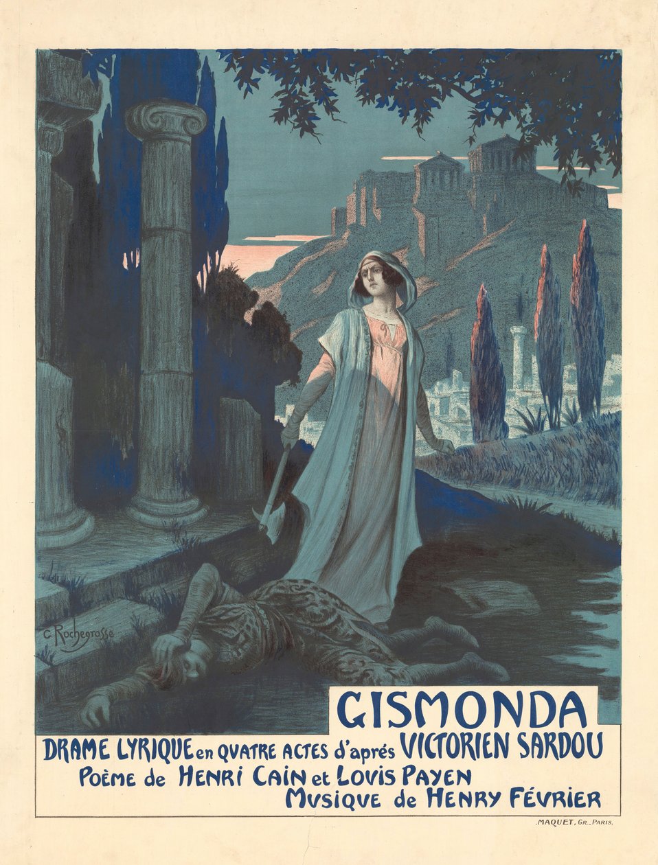Poster voor het toneelstuk Gismonda door V. Sardou door Georges Antoine Rochegrosse