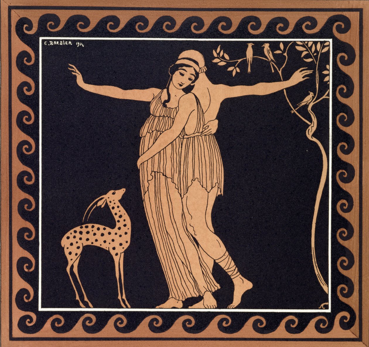 Balletscène met Tamara Karsavina (1885-1978) 1914 door Georges Barbier