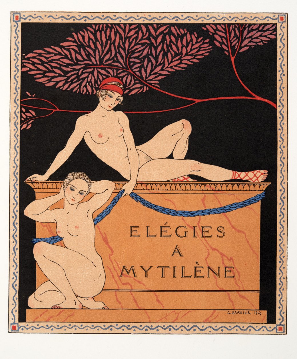 Elegies a Mytilene, illustratie uit Les Chansons de Bilitis, door Pierre Louys, uitgegeven 1922 door Georges Barbier