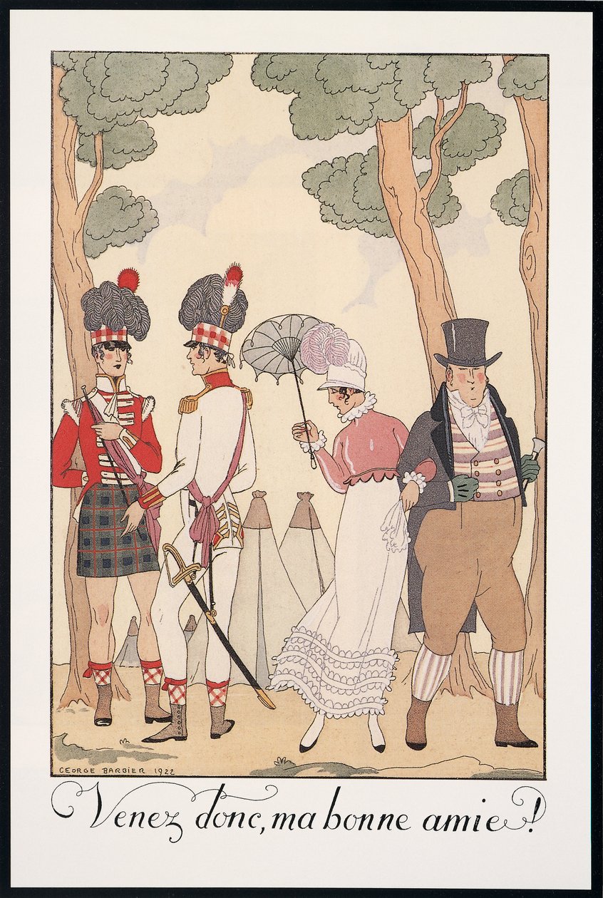 Falbalas et Fanfreluches, Almanak voor 1923, Venez donc, Ma bonne amie, door George Barbier, prent door Georges Barbier