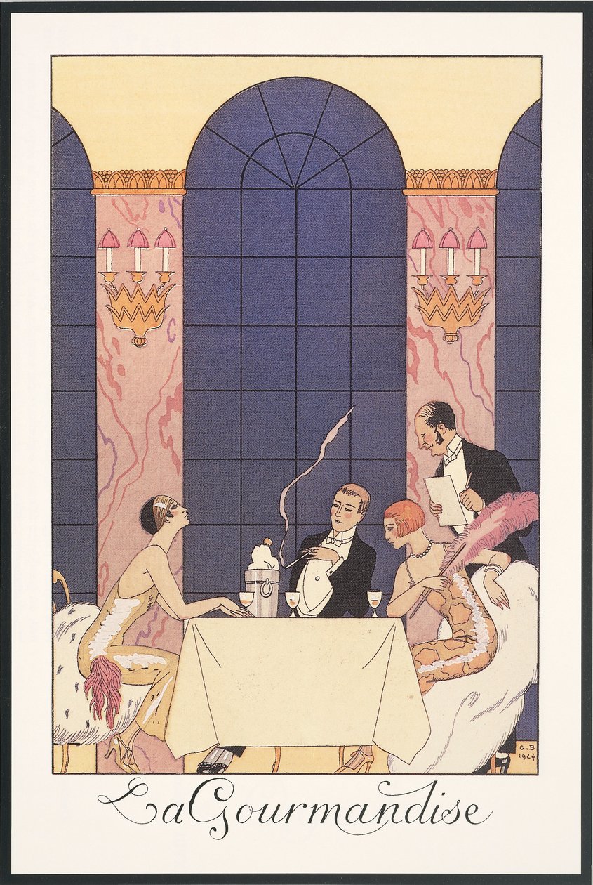 Falbalas et Fanfreluches, Almanak voor 1925: "La gourmandise" door Georges Barbier