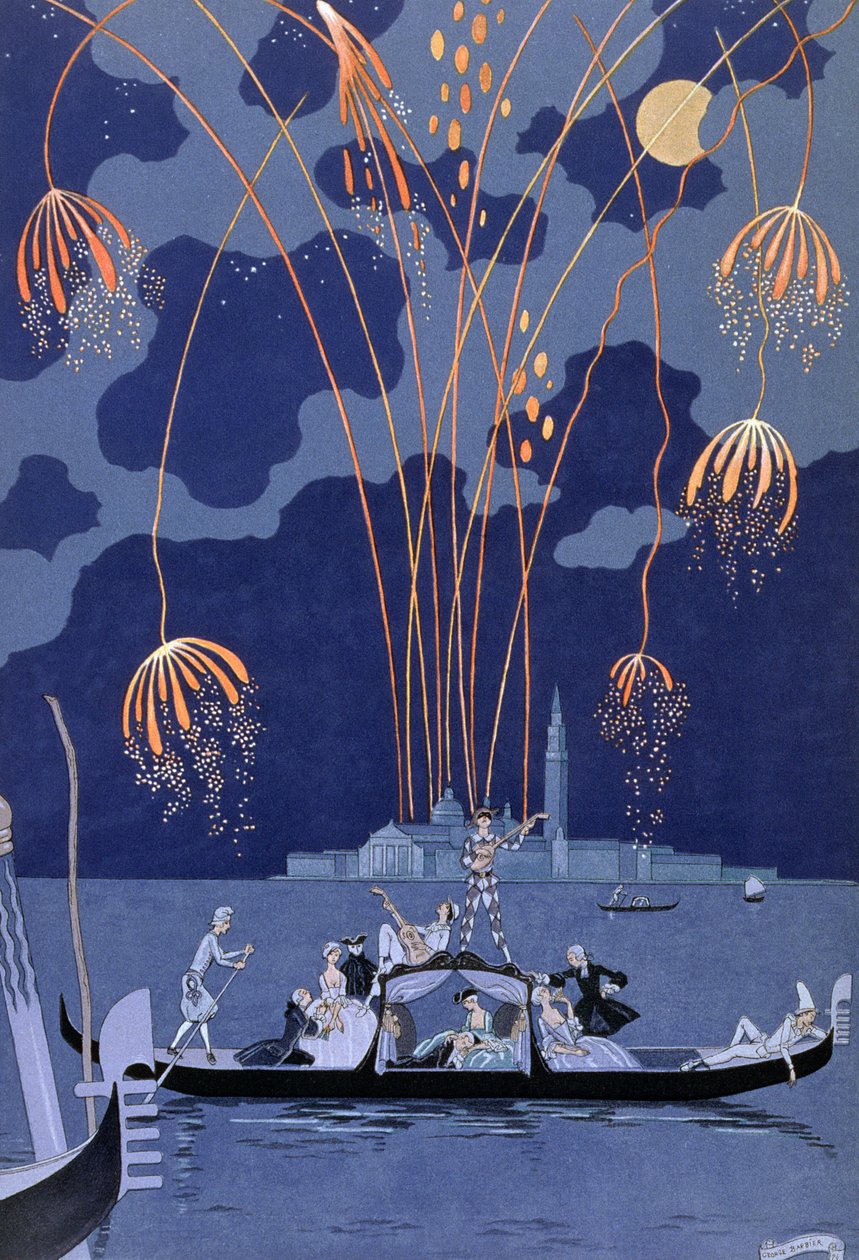 Vuurwerk in Venetië, illustratie voor 