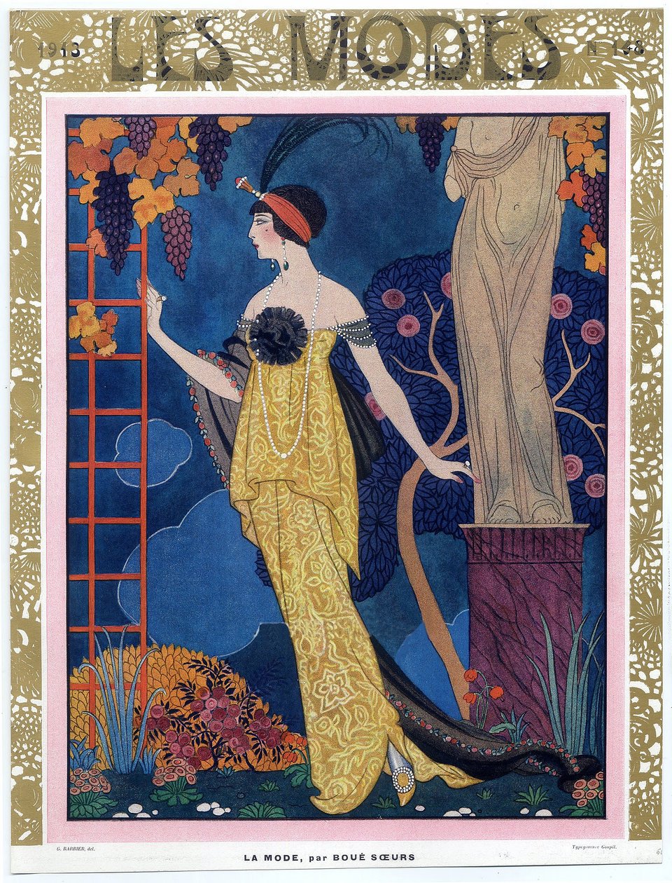 Vooromslag van Les Modes; 1913; uitgegeven 1913 (gekleurde gravure) door Georges Barbier