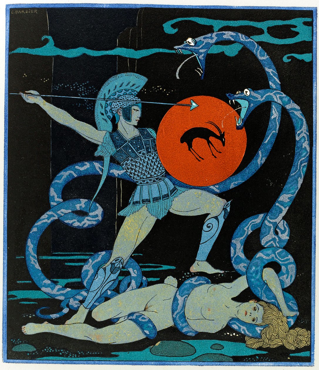 Illustratie uit Les Chansons de Bilitis door Georges Barbier