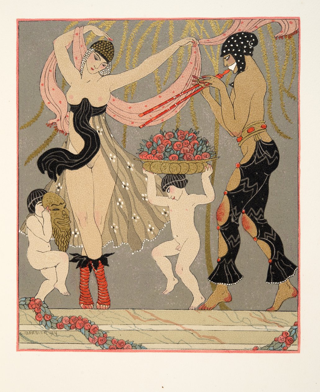 La Danse des Fleurs, illustratie uit Les Chansons de Bilitis, door Pierre Louys door Georges Barbier