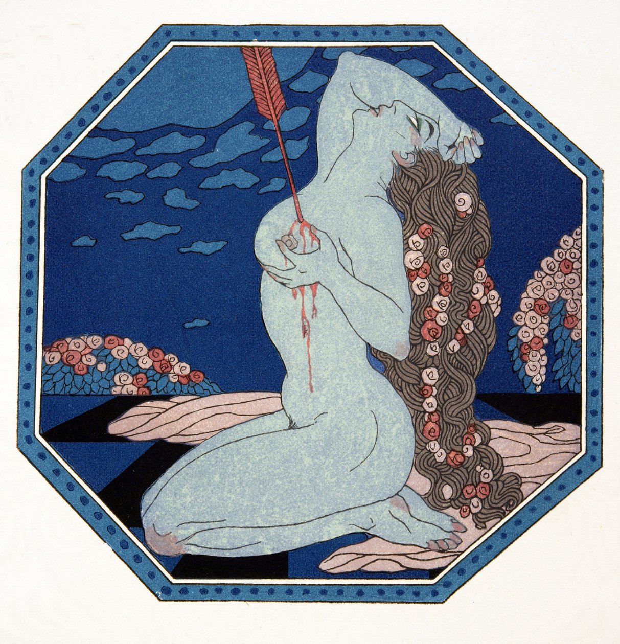 Le Deramantnier, illustratie uit Les Chansons de Bilitis, door Pierre Louys, uitgegeven 1922 door Georges Barbier