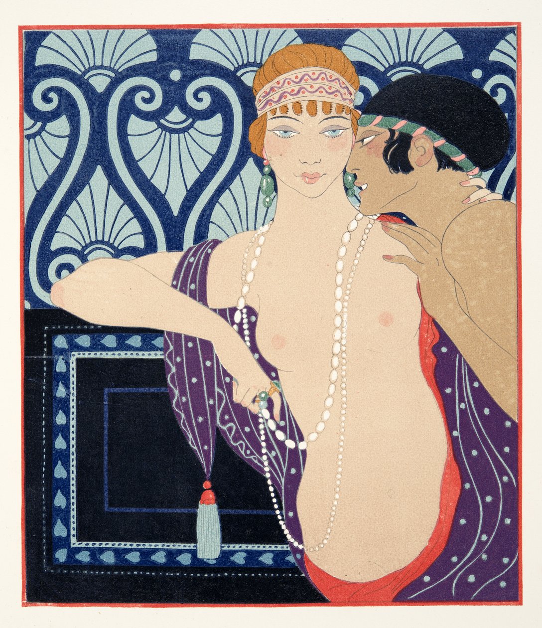 Les Trois Beautes de Mnasidika, illustratie uit Les Chansons de Bilitis, door Pierre Louys, uitgegeven 1922 door Georges Barbier