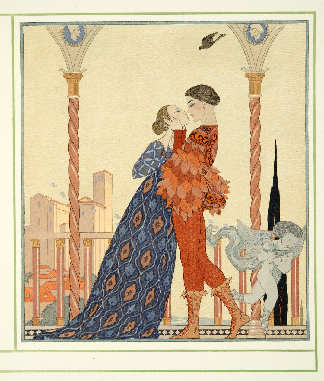 Romeo en Juliette uit Personages de Comedie, uitgegeven 1922 door Georges Barbier