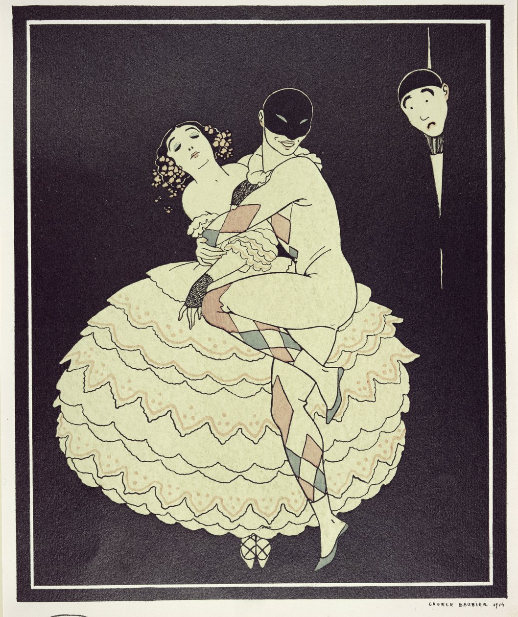 Tamara Karsavina (1885-1978) als Columbine en Vaslav Nijinsky (1890-1950) als Harlekijn in Fokine