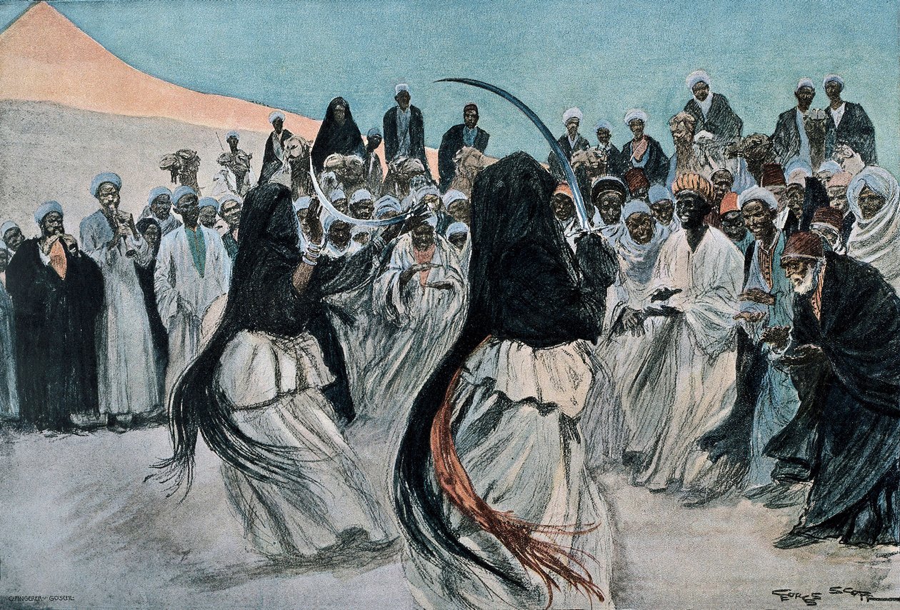De dans van de Bedoeïenen sabels in de woestijn door Georges Bertin Scott