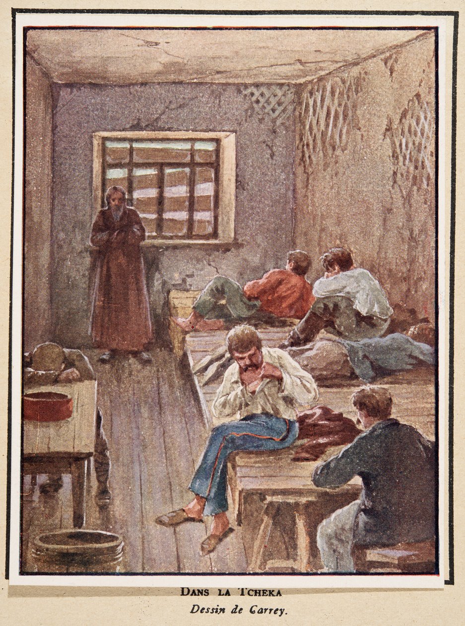 In de Cheka; uit Histoire des Soviets, uitgegeven 1922 door Georges Carrey