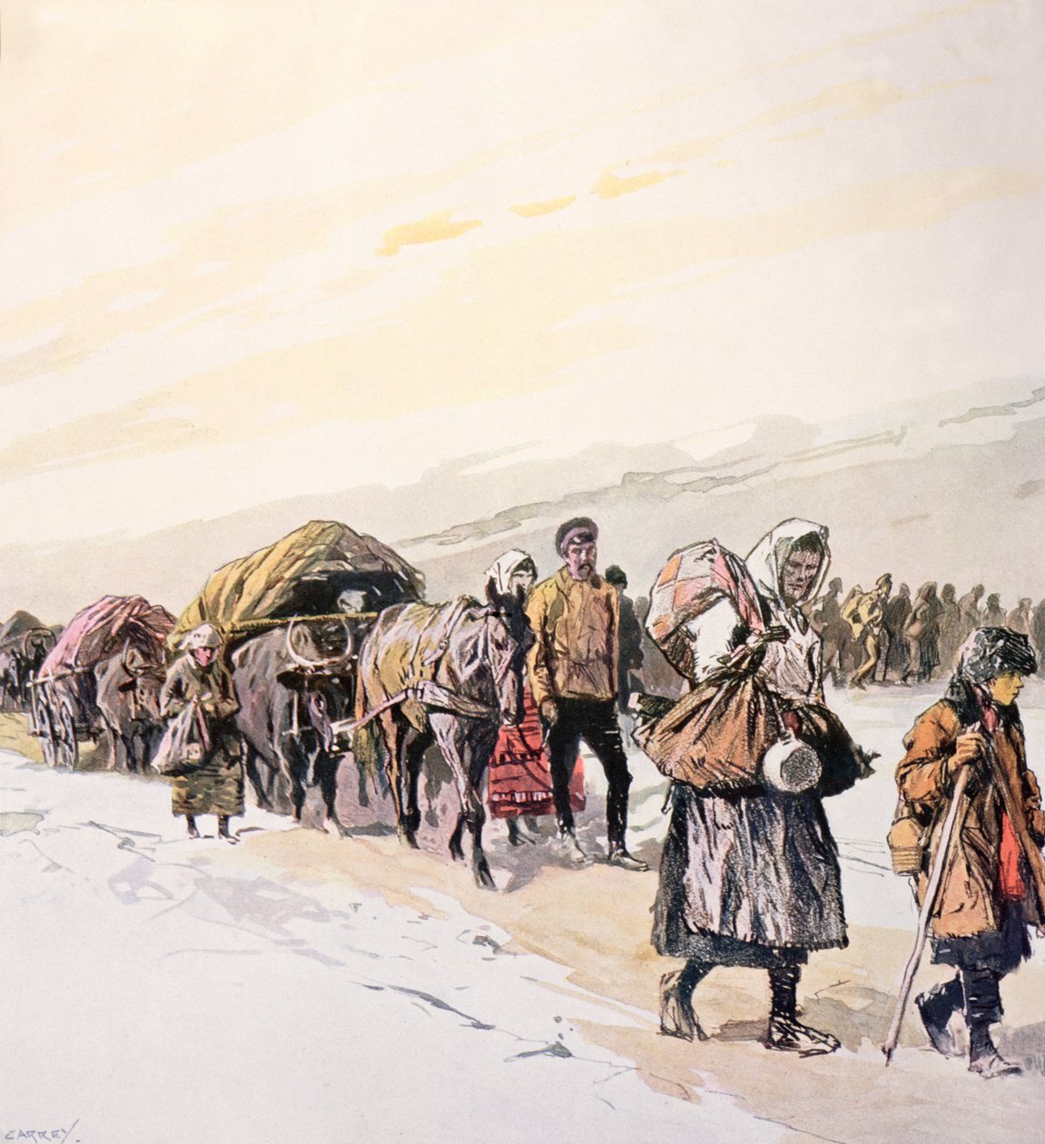 Uitgehongerde Menigten Verlaten hun Thuisland, ca. 1924 door Georges Carrey