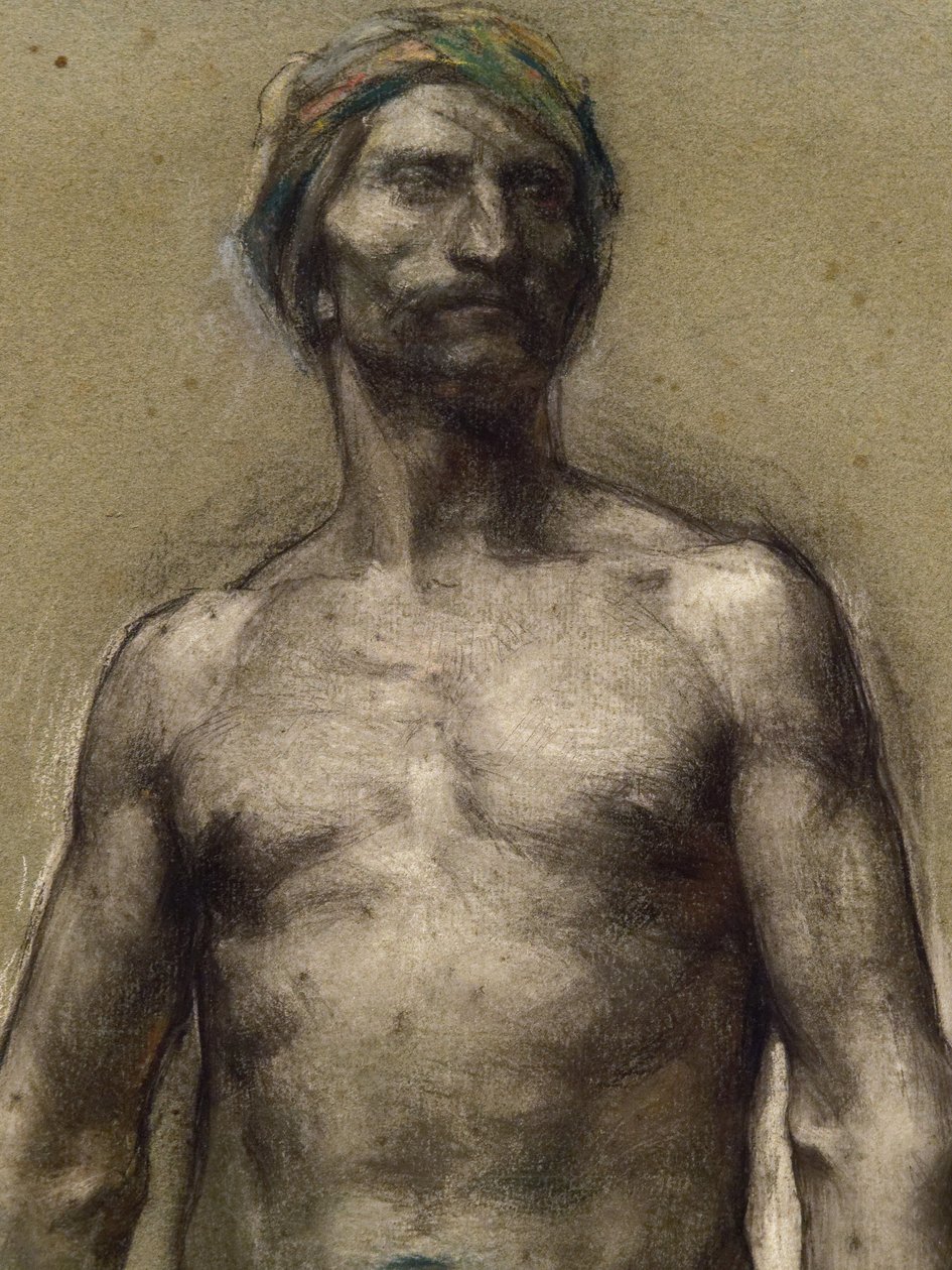 Studie van naakte man met tulband (detail) (circa 1888). George Desvallieres (1861-1950). Pastel op papier. Musée des Beaux-Arts de la Ville de Paris, Petit Palais. door Georges Desvallieres