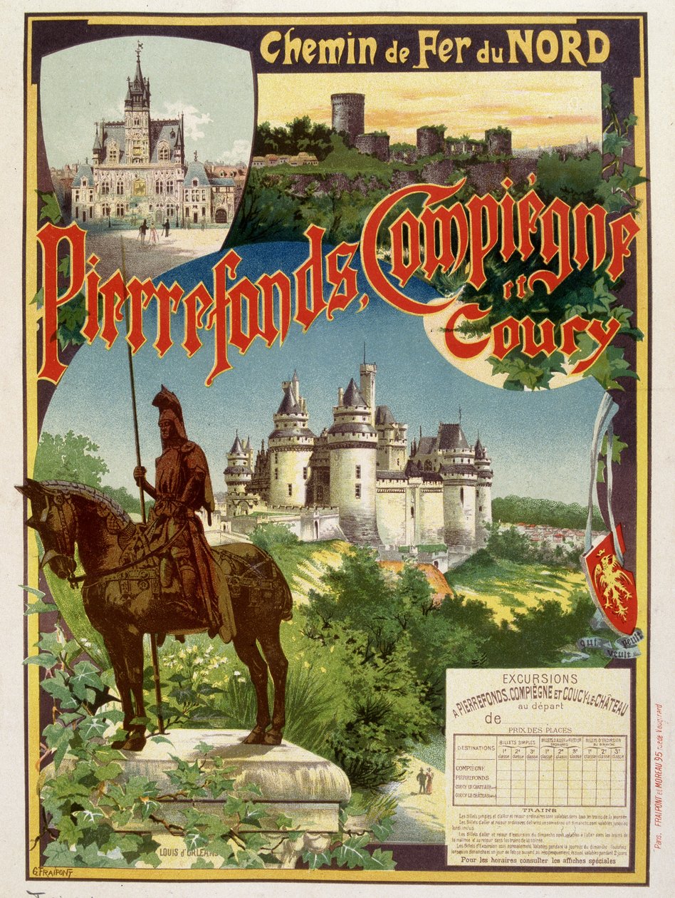 Pierrefonds, Compiègne en Coury - Reclameposter van de Railways du Nord, door G. Fraipont door Georges Fraipont