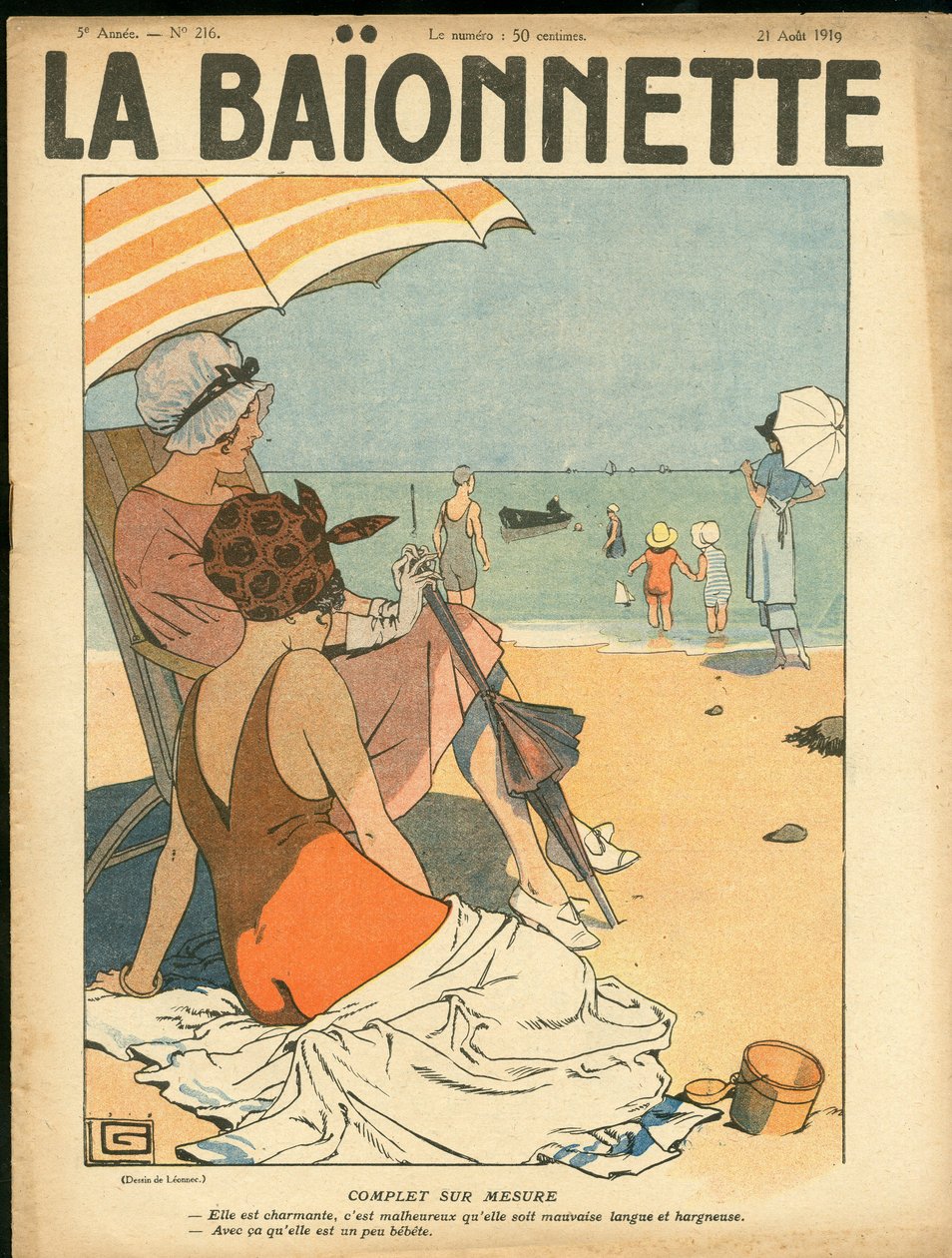 Cover van "La Baionnette", Satirisch en Kleurrijk door Georges Leonnec