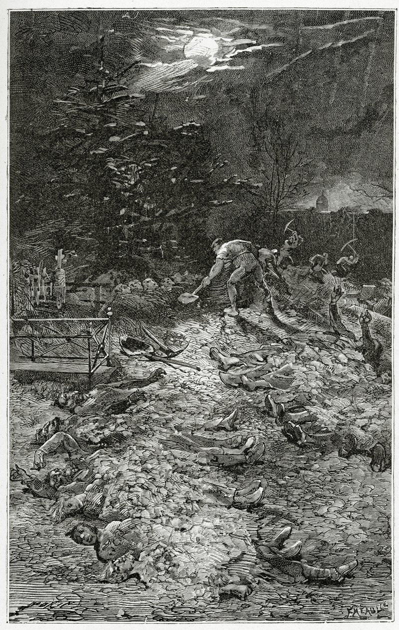 Montmartre Begraafplaats - illustratie uit Napoléon le Petit, 19e eeuw door Georges Marie Rochegrosse