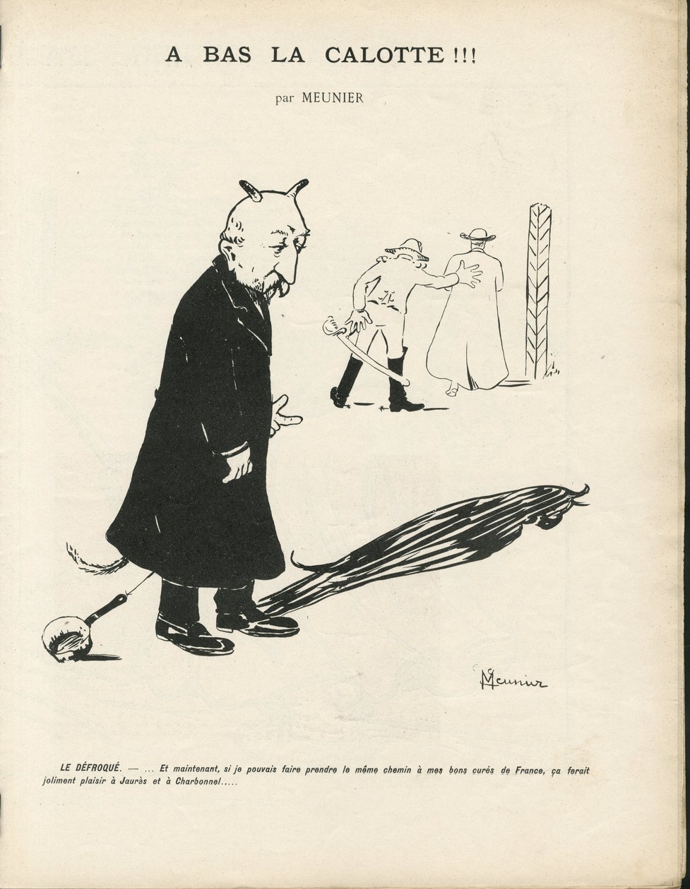 Illustratie van Georges Meunier (1869-1934) in Le Panache, royalistisch geïllustreerd tijdschrift, 20/01/04 - Royalisme, Religie Geloof - Combes Emile, Duivel - Animalisatie door Georges Meunier