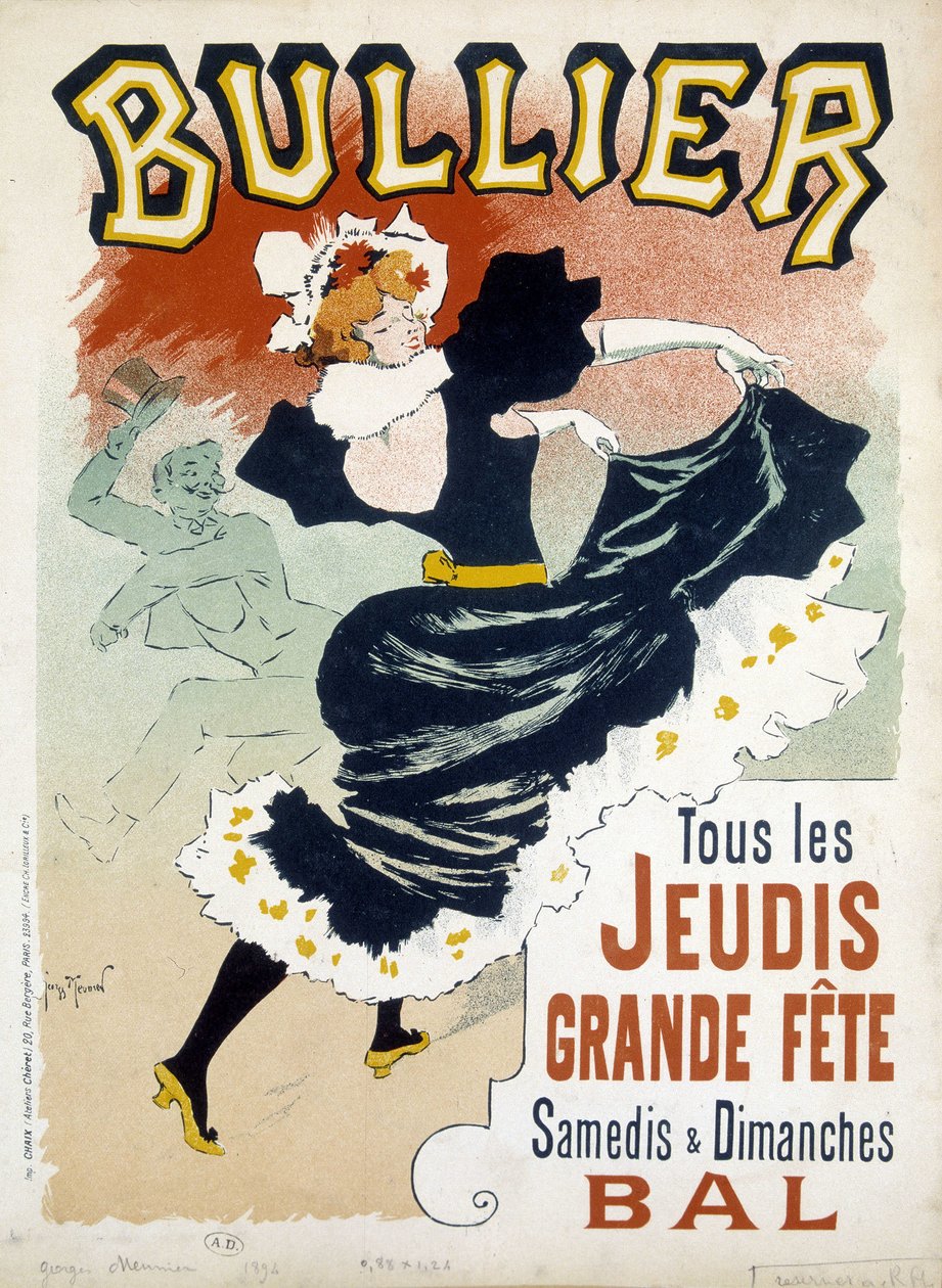 Poster "Bullier" voor het bal - reclame uit de late 19e eeuw door Georges Meunier