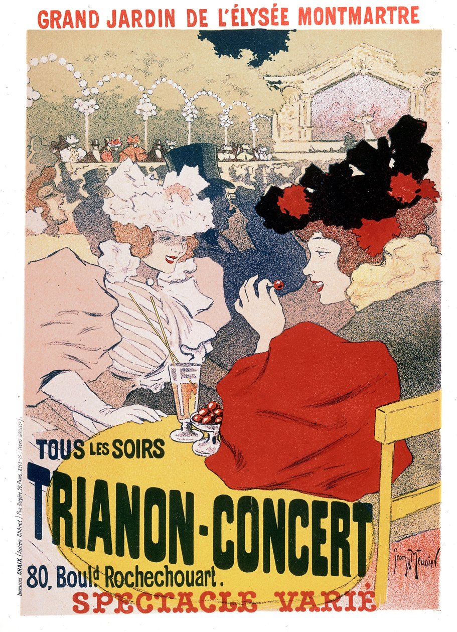 Poster voor de shows in Trianon concert in de tuin van Parijs cabaret Elysee Montmartre, ca. 1900 door Georges Meunier