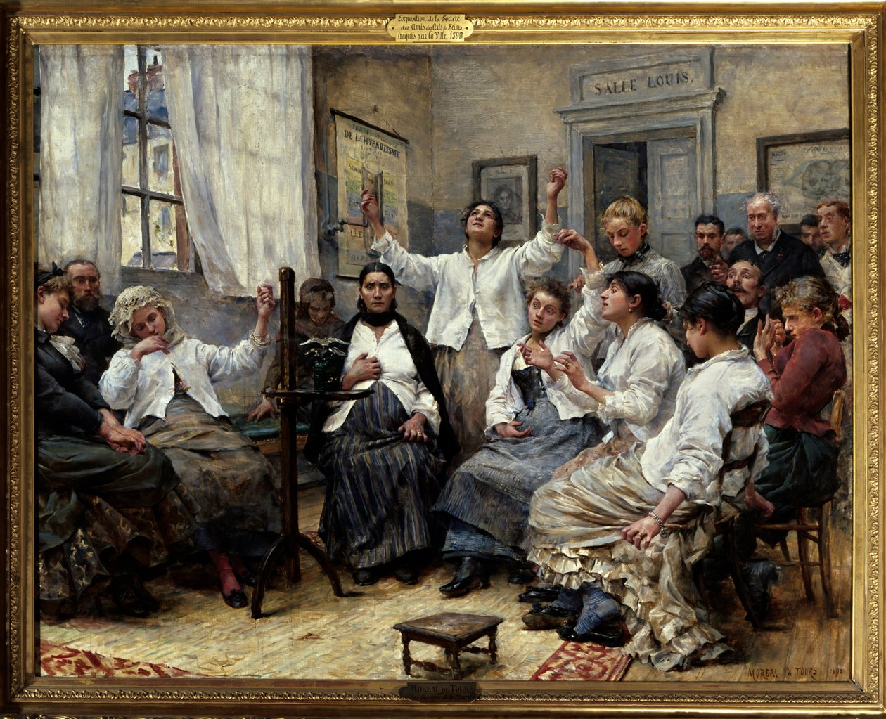 De fascines van Liefdadigheid (dienst van dokter Luys). Scène in het Hôpital de la Charité in Parijs door Georges Moreau de Tours
