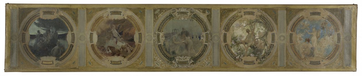 Schets voor de Lobau Gallery in het stadhuis van Parijs: De geboorte van Parijs. De strijd. Filosofie en oude literatuur. Lente. Literatuur door Georges Picard