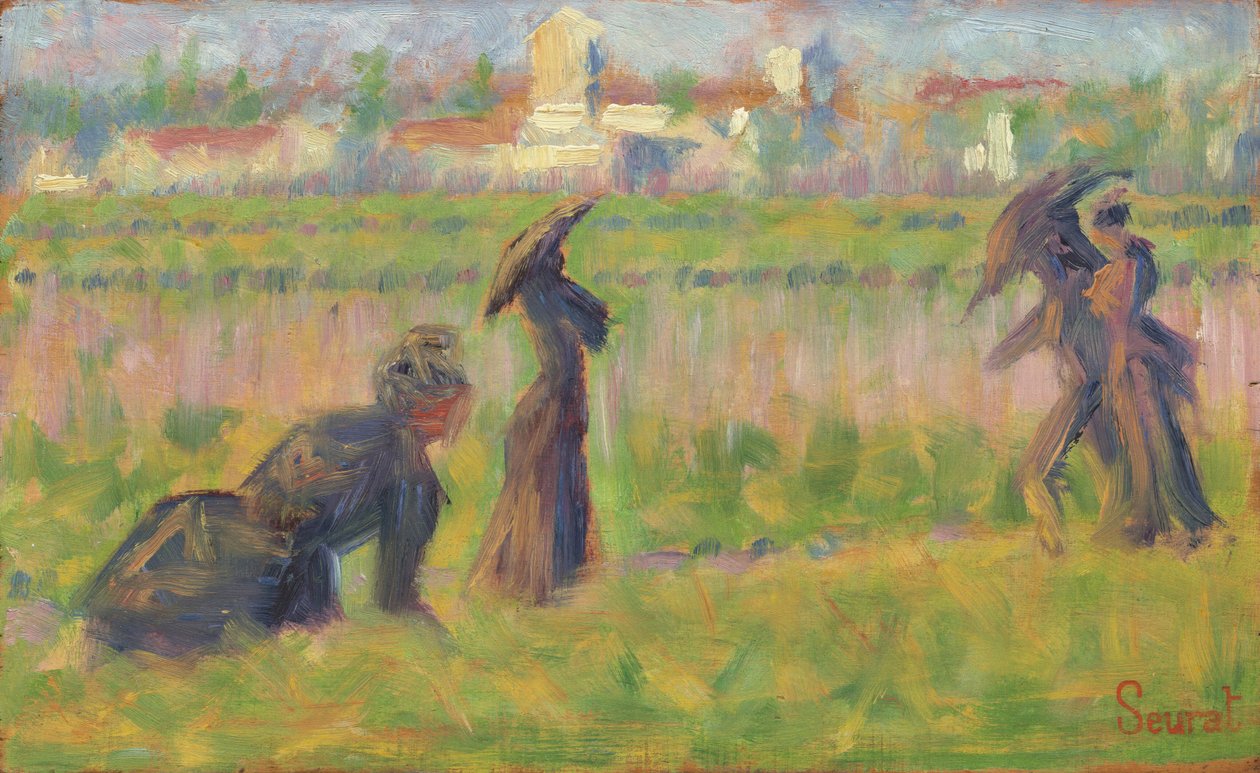 Figuren in een landschap, ca. 1883 door Georges Pierre Seurat