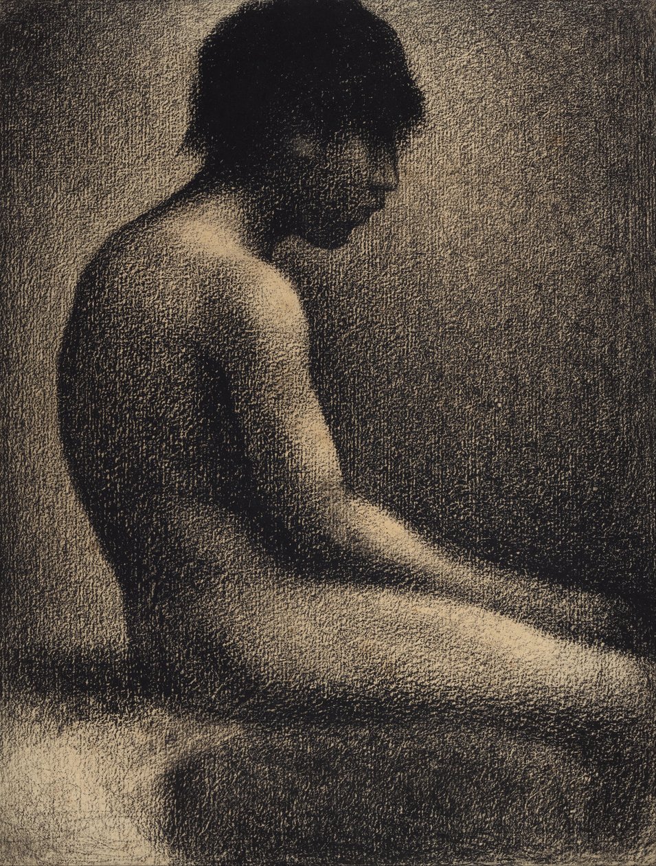 Zittende naakt. Studie voor Une Baignade door Georges Pierre Seurat