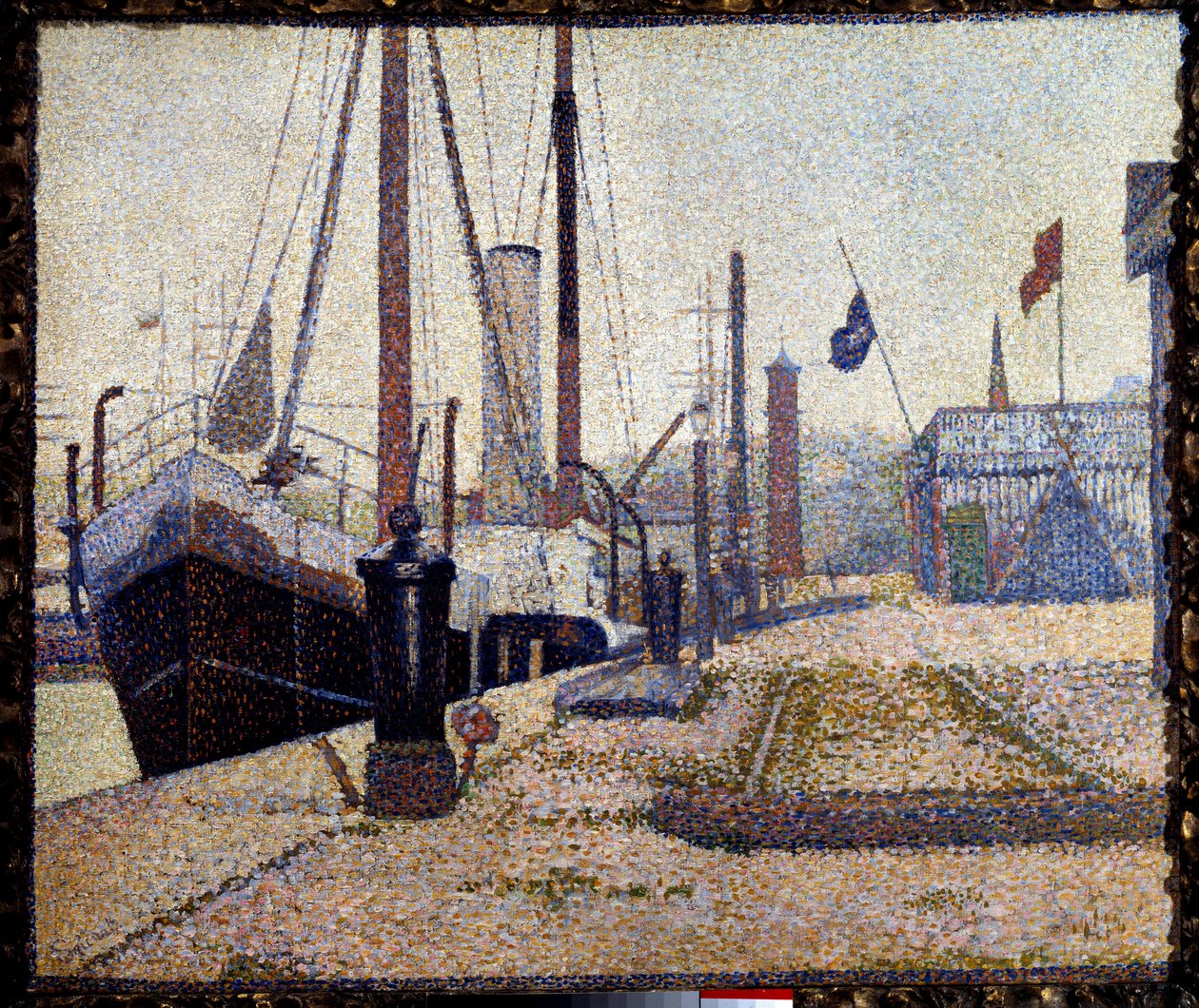 De zeilboot La Maria in de haven van Honfleur door Georges Pierre Seurat