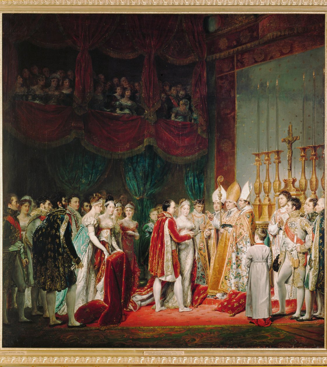 Het huwelijk van Napoleon I en Marie Louise van Habsburg-Lotharingen ... (schilderij op doek) door Georges Rouget