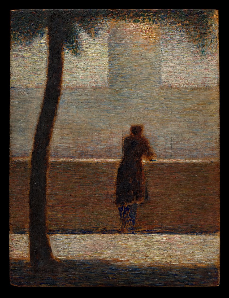 Een man die tegen een borstwering leunt door Georges Seurat