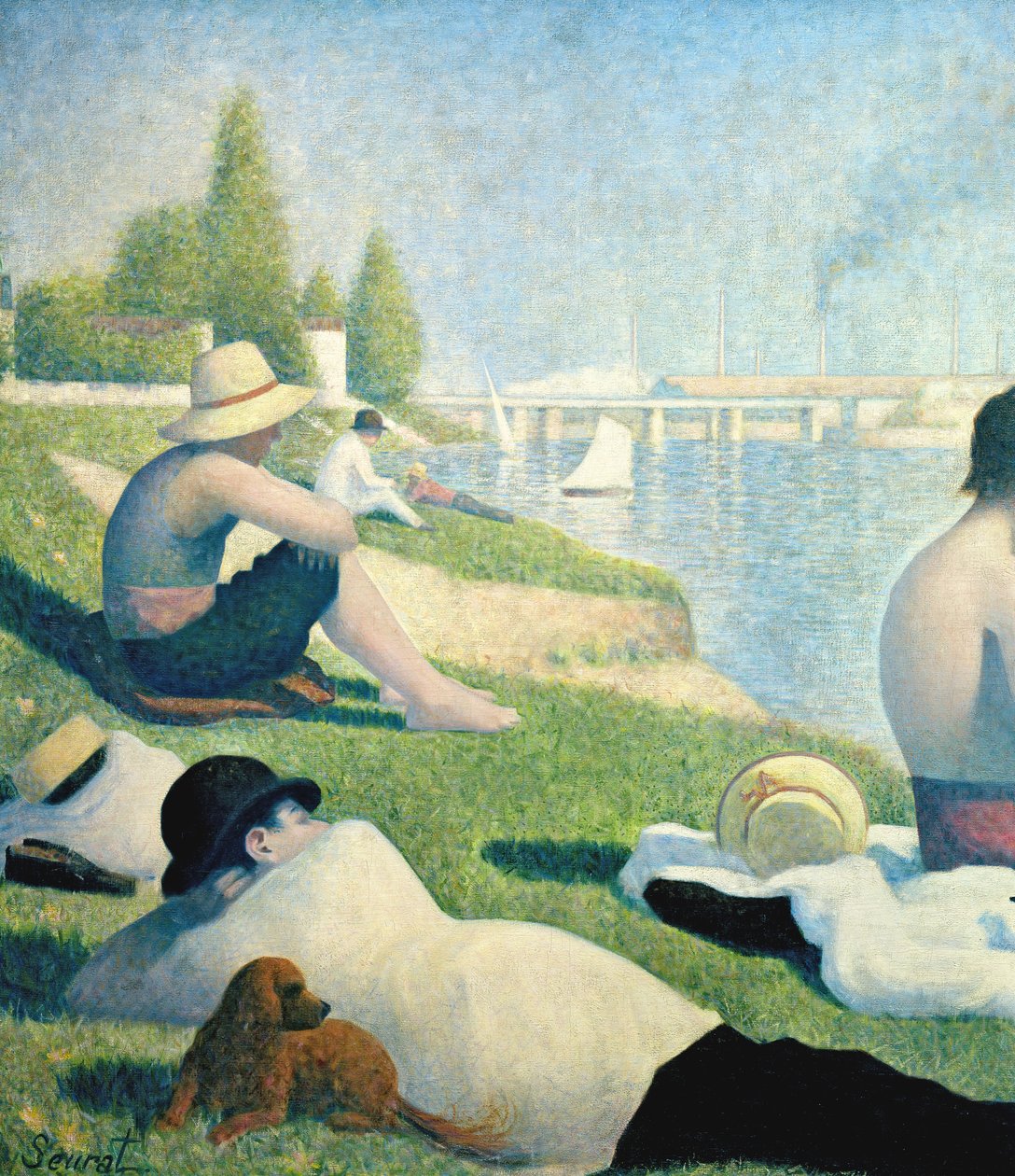 Badhuis in Asnières, 1884 (detail) door Georges Seurat