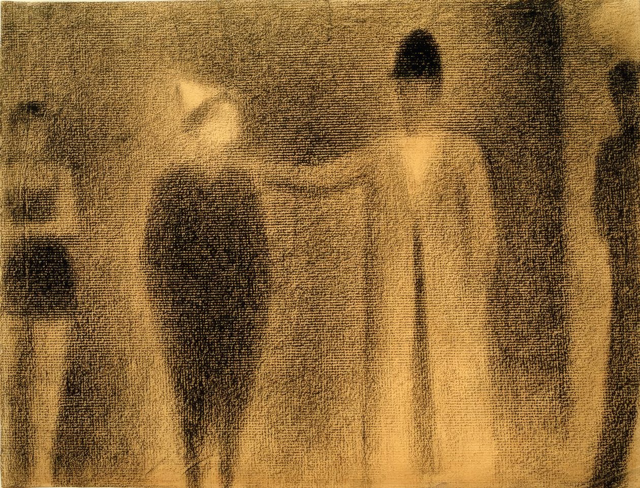 Clown en drie figuren (studie) door Georges Seurat