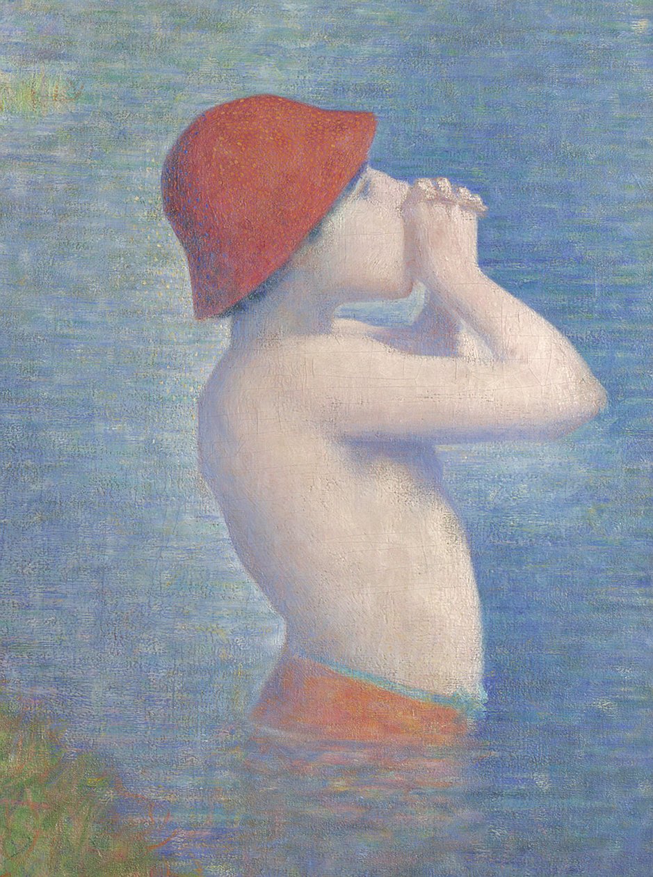 Detail van de Baders bij Asnières, 1884 door Georges Seurat