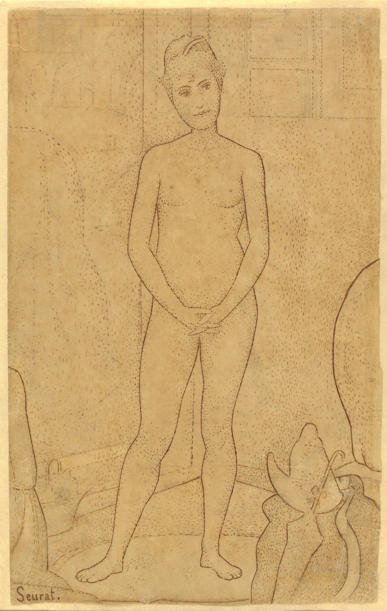 Studie naar "De Modellen" door Georges Seurat