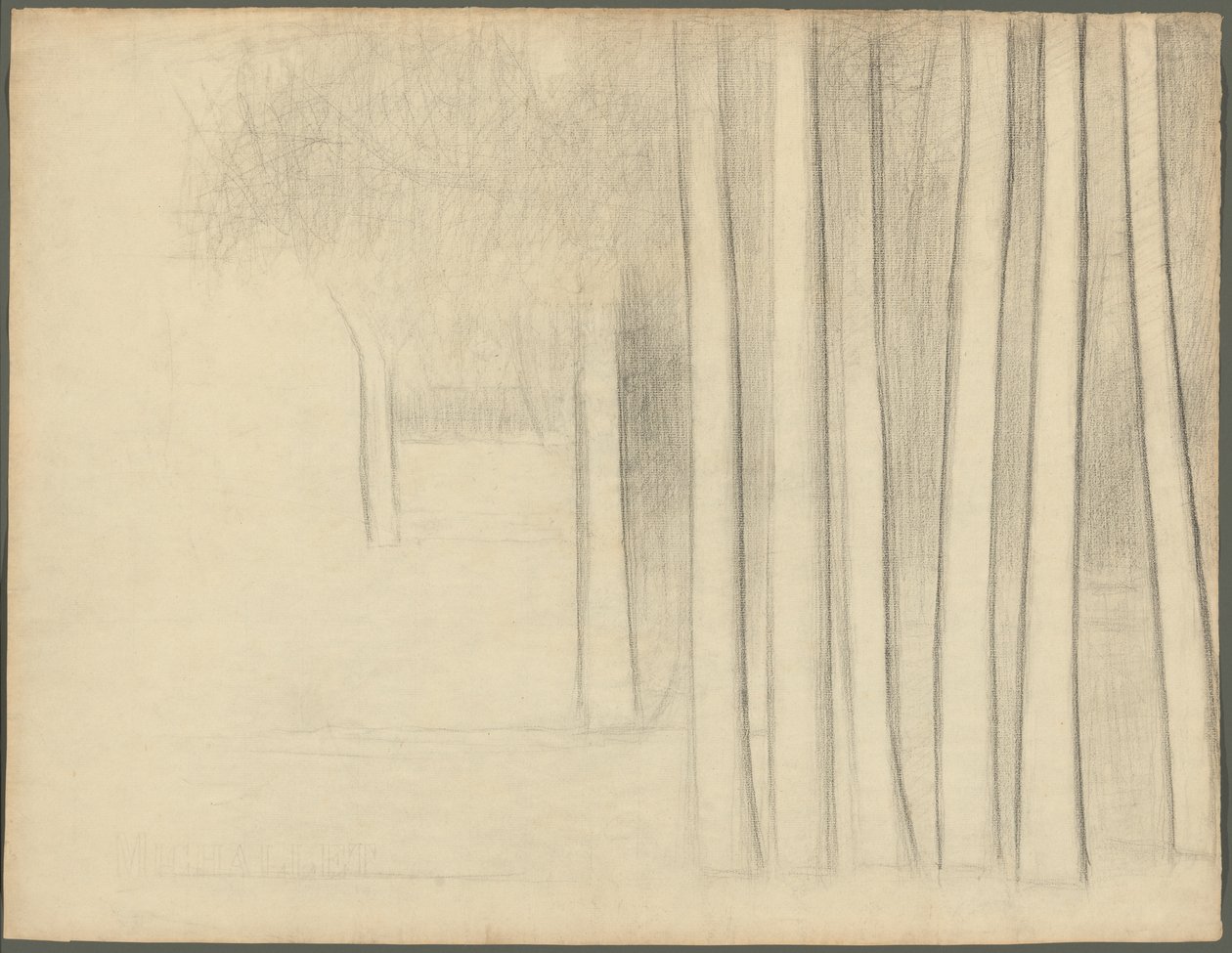Boomstammen (studie voor La Grande Jatte) door Georges Seurat