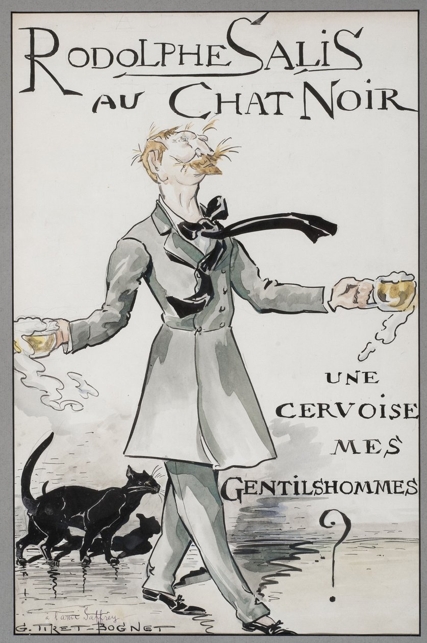 Rodolphe Salis au Chat Noir, ca. 1890 door Georges Tiret Bognet